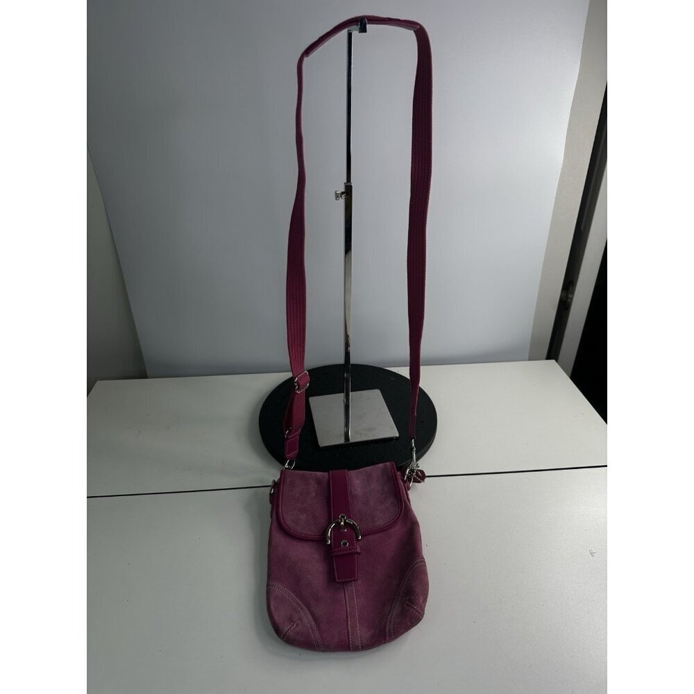 WORN - Coach Soho Bag Pink Suede Crossbody Y2K Vintage - Picture 12 of 12